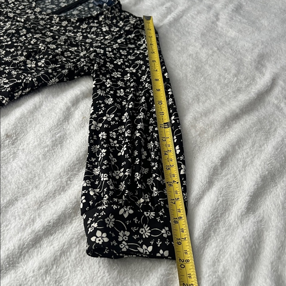 Chaps Women’s Floral Lightweight Long Sleeve Black Dress - M - Picture 6 of 11